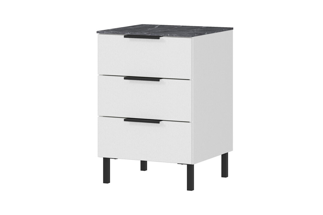 Table d'appoint blanche et effet marbre