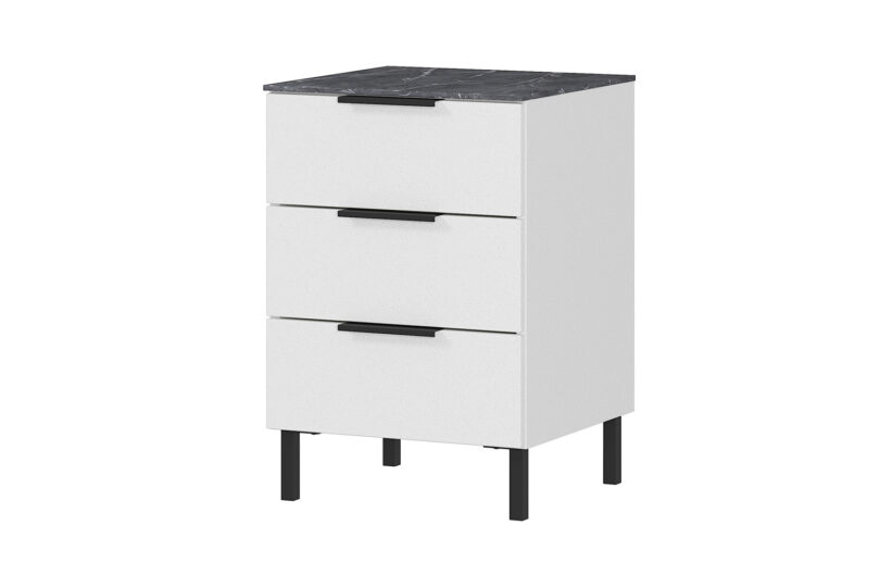Table d'appoint blanche et effet marbre