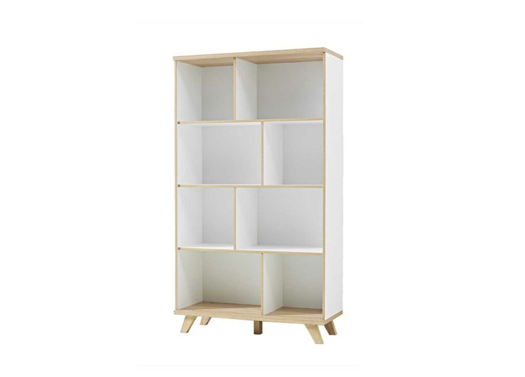 Grand meuble de rangement blanc et bois style scandinave