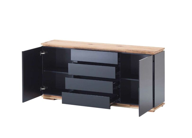 Buffet bois et noir laqué brillant