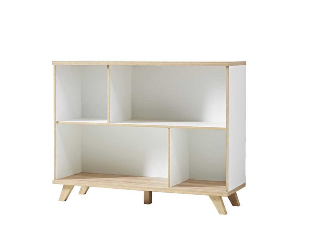 Grand meuble de rangement blanc et bois style scandinave