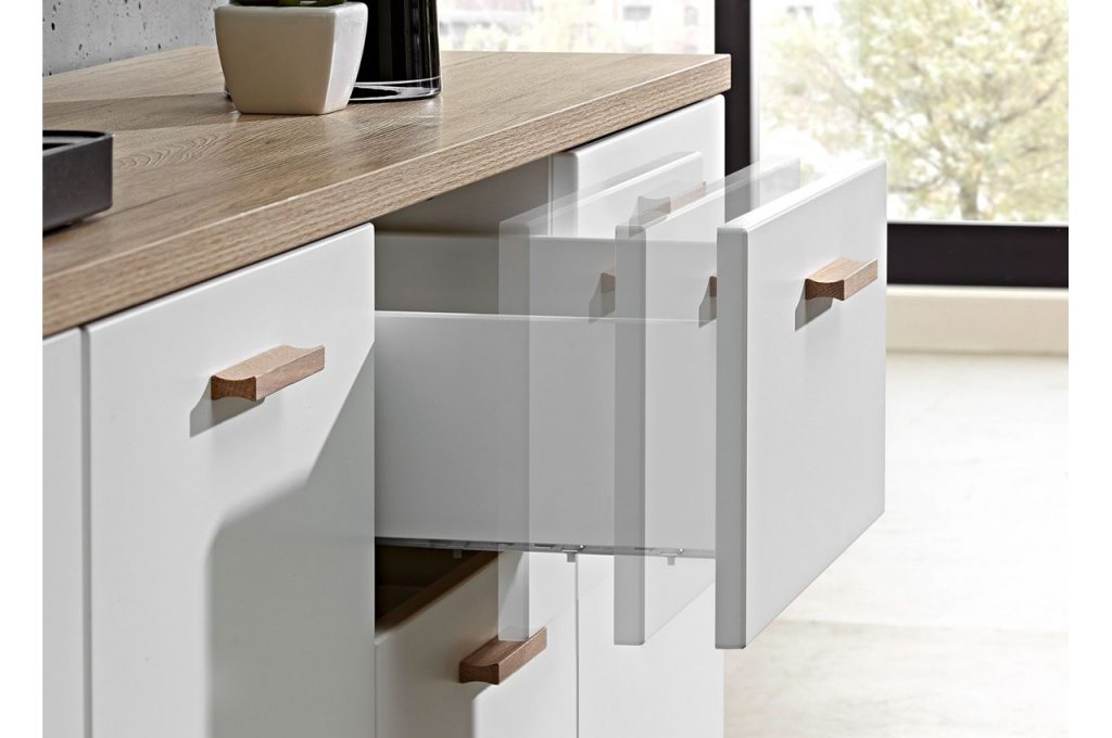 Buffet blanc laqué mat et chêne scandinave