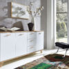 Grand buffet blanc laqué mat et chêne scandinave