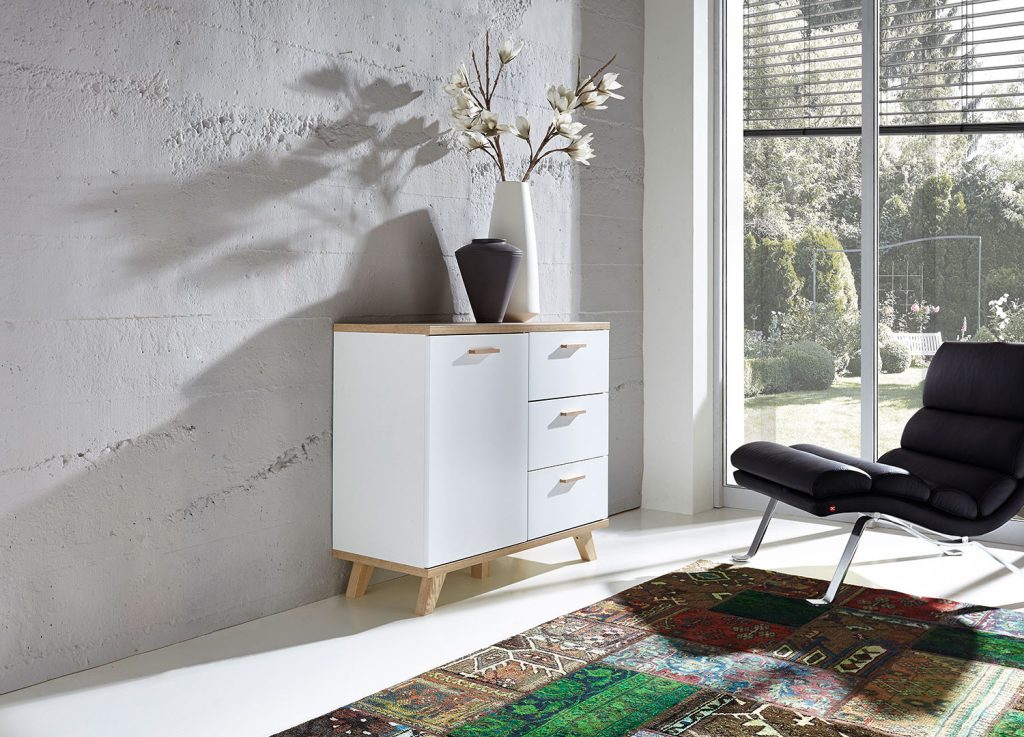 Commode bois et blanc laqué mat scandinave