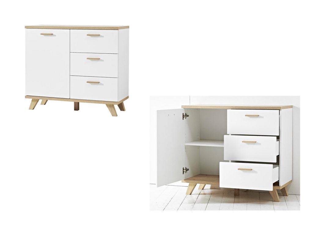 Commode bois et blanc laqué mat scandinave
