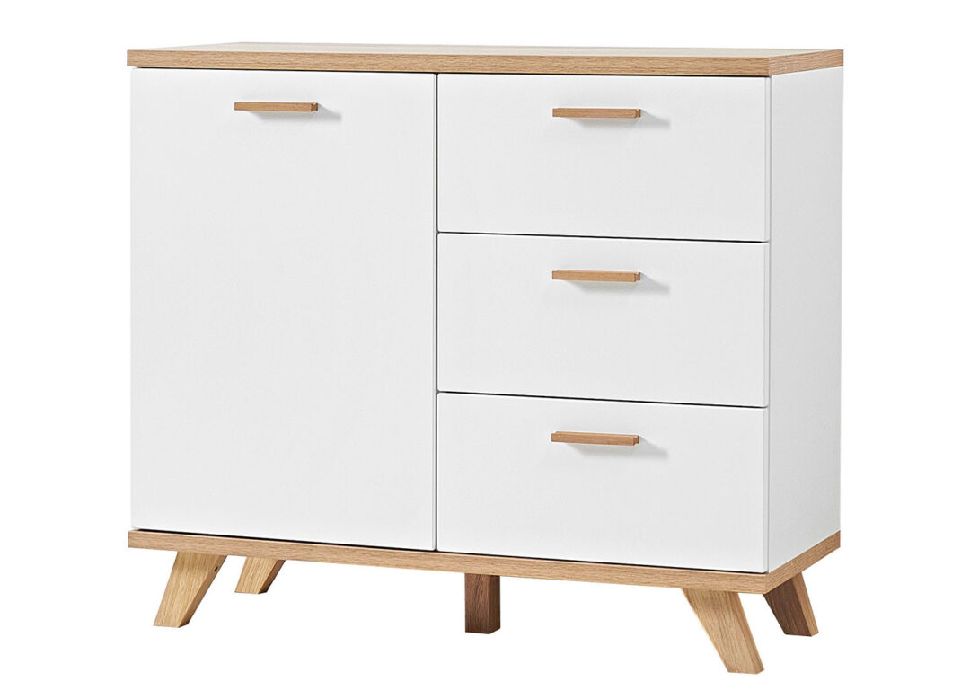 Commode bois et blanc laqué mat scandinave