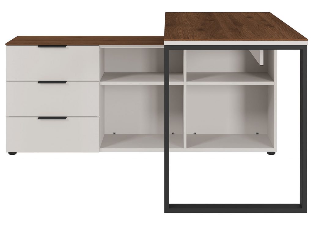 Bureau d'angle avec rangements blanc