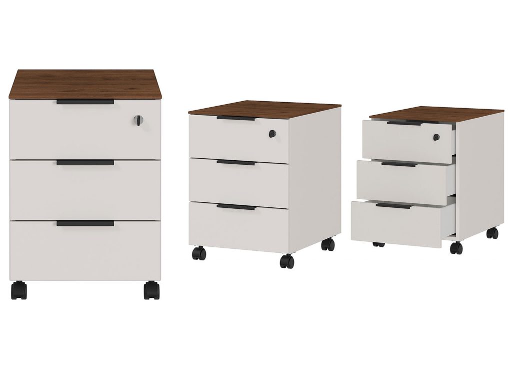 Bureau d'angle avec rangements blanc