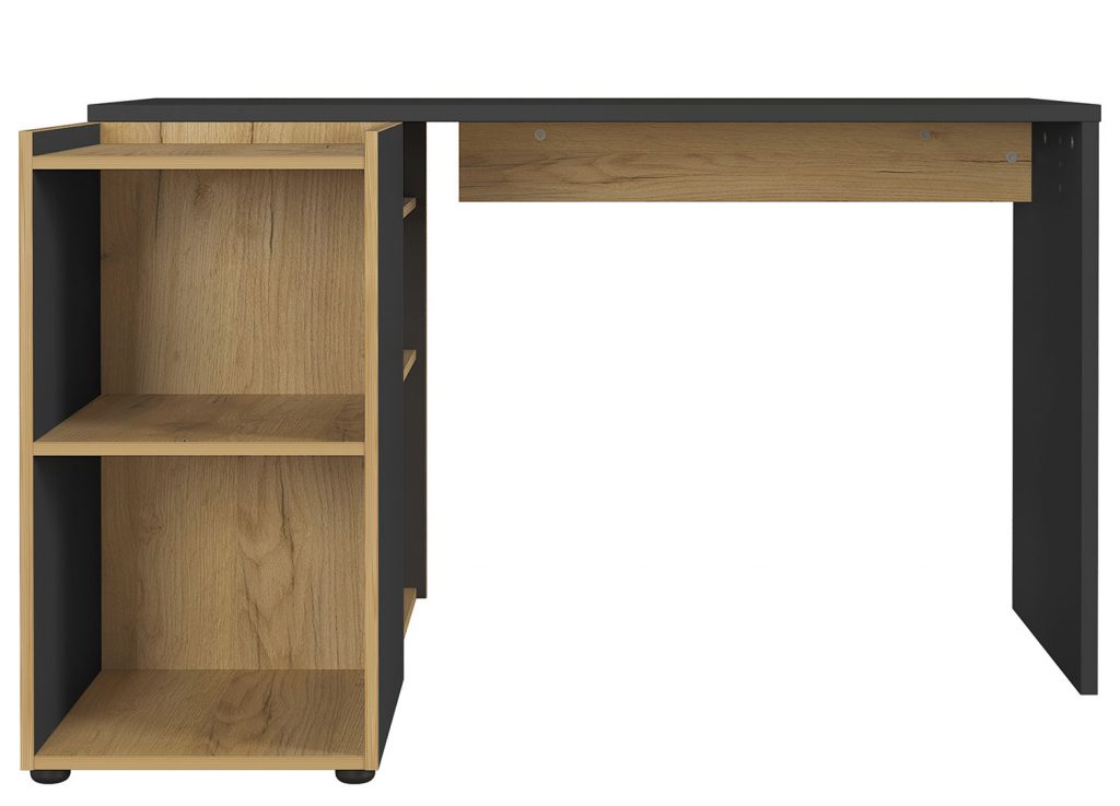 Bureau d'angle avec rangements gris foncé