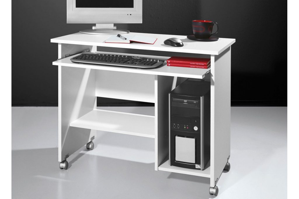 Bureau compact avec rangement blanc