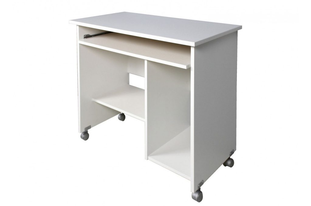 Bureau compact avec rangement blanc