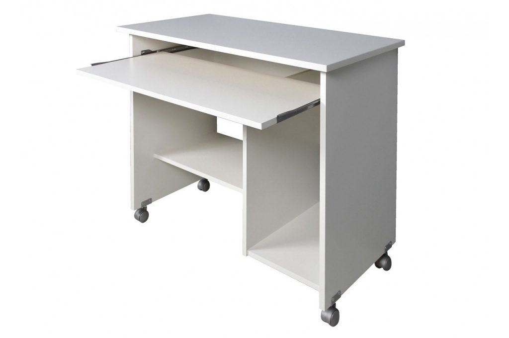 Bureau compact avec rangement blanc