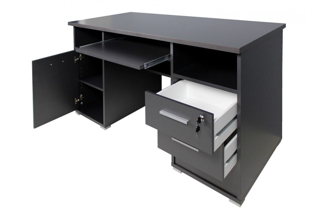Bureau avec rangements gris foncé