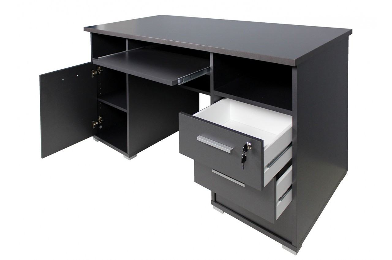 Meuble bureau avec rangement gris anthracite