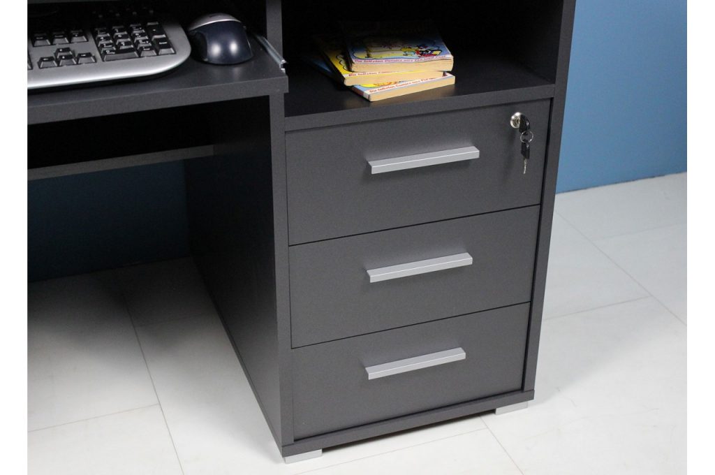 Bureau avec rangements gris foncé