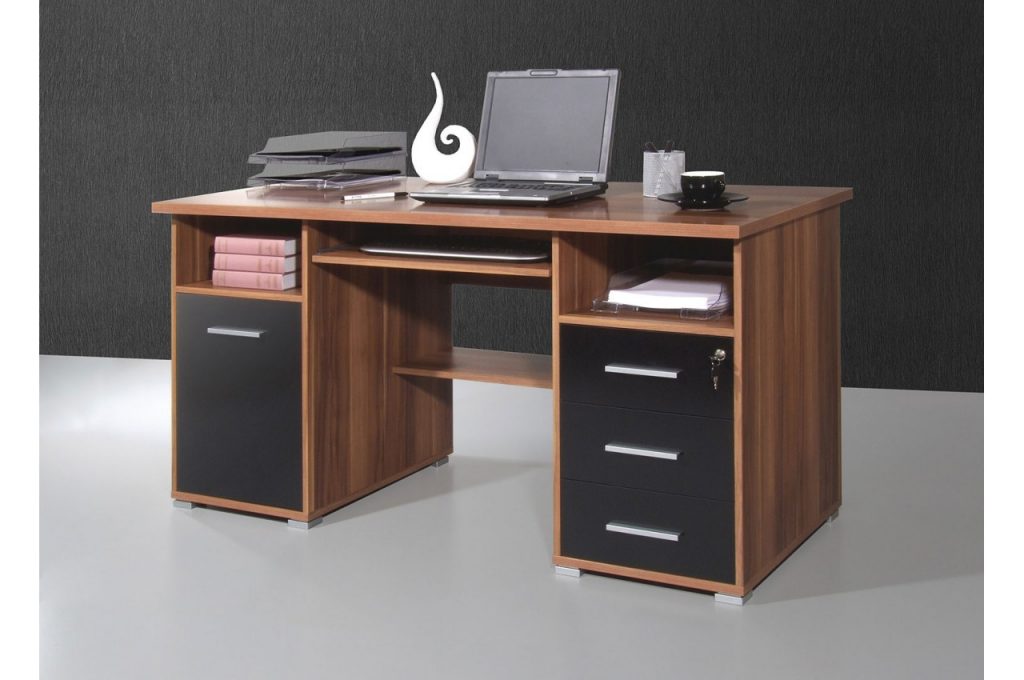 Bureau avec rangements bois de Noyer/Noir