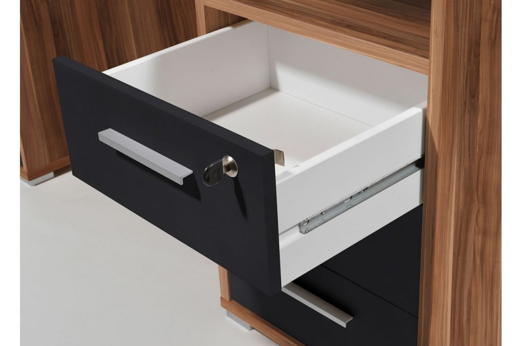 Bureau avec rangements bois de Noyer/Noir
