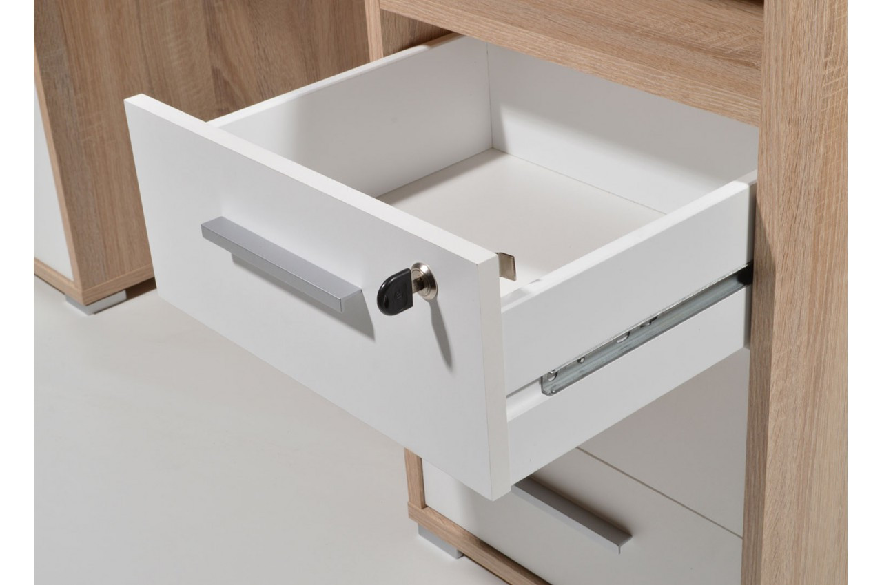 Bureau/meuble de rangement Fox 110cm - blanc/chêne Moderne, Design -  TEMAHOME