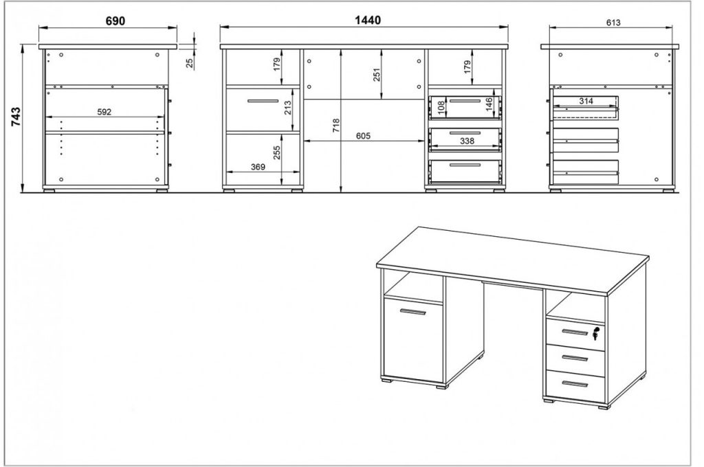 Bureau avec rangements chêne Navarra