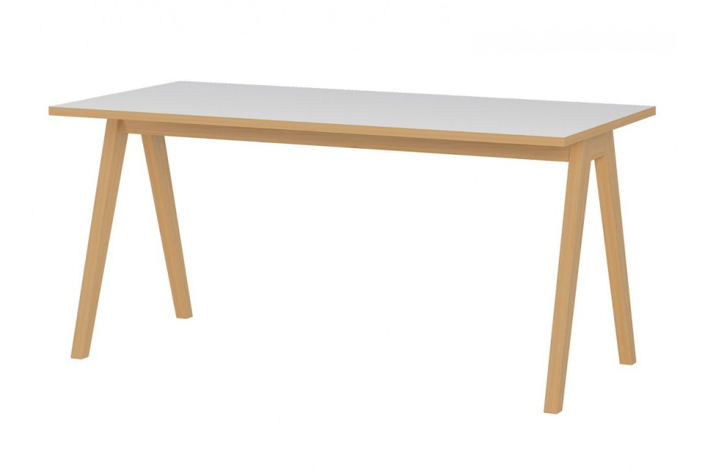 Table bureau bois chêne et blanc
