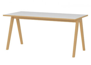 Table bureau bois chêne et blanc