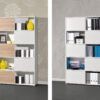 Meuble bibliothèque de rangement bois et blanc