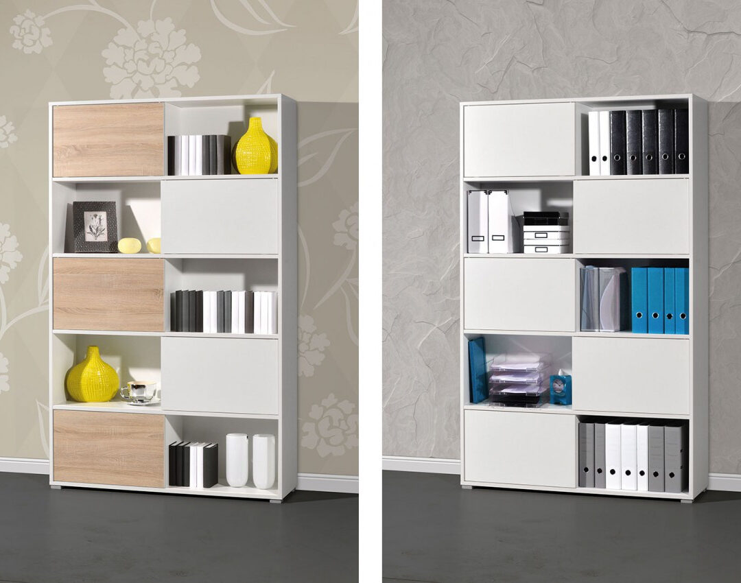 Meuble bas de rangement pour bureau avec portes réversibles