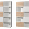 Meuble bibliothèque de rangement bois et blanc