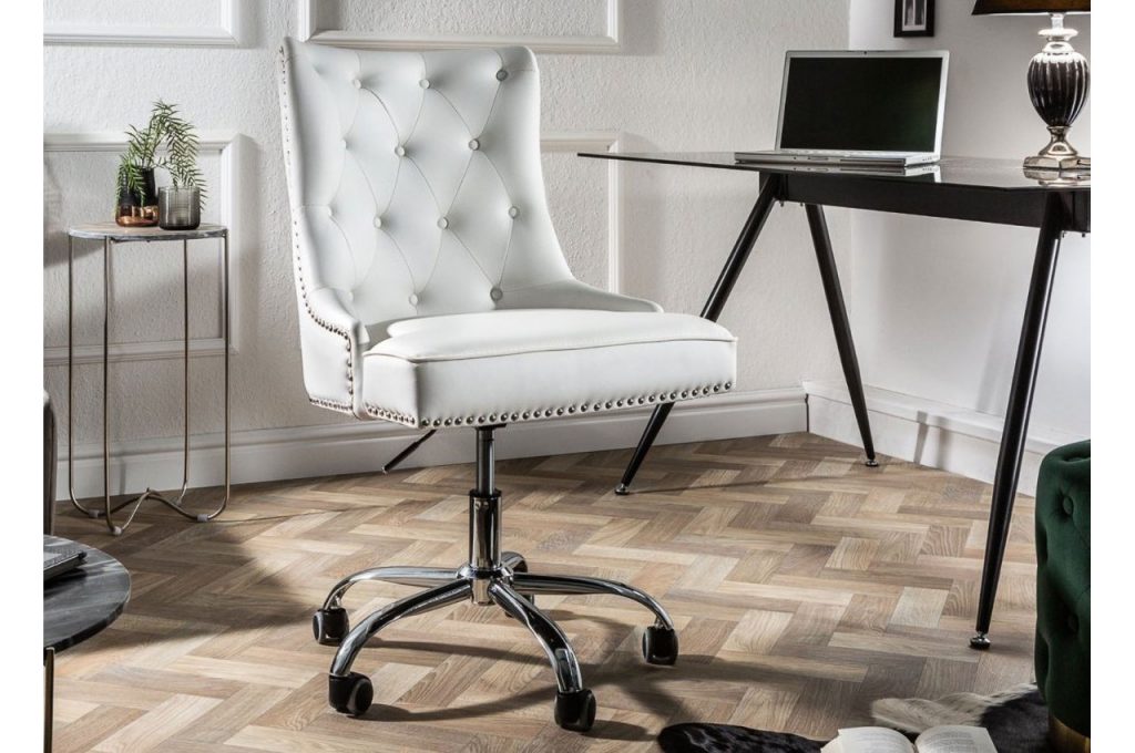 Chaise de bureau simili cuir blanc