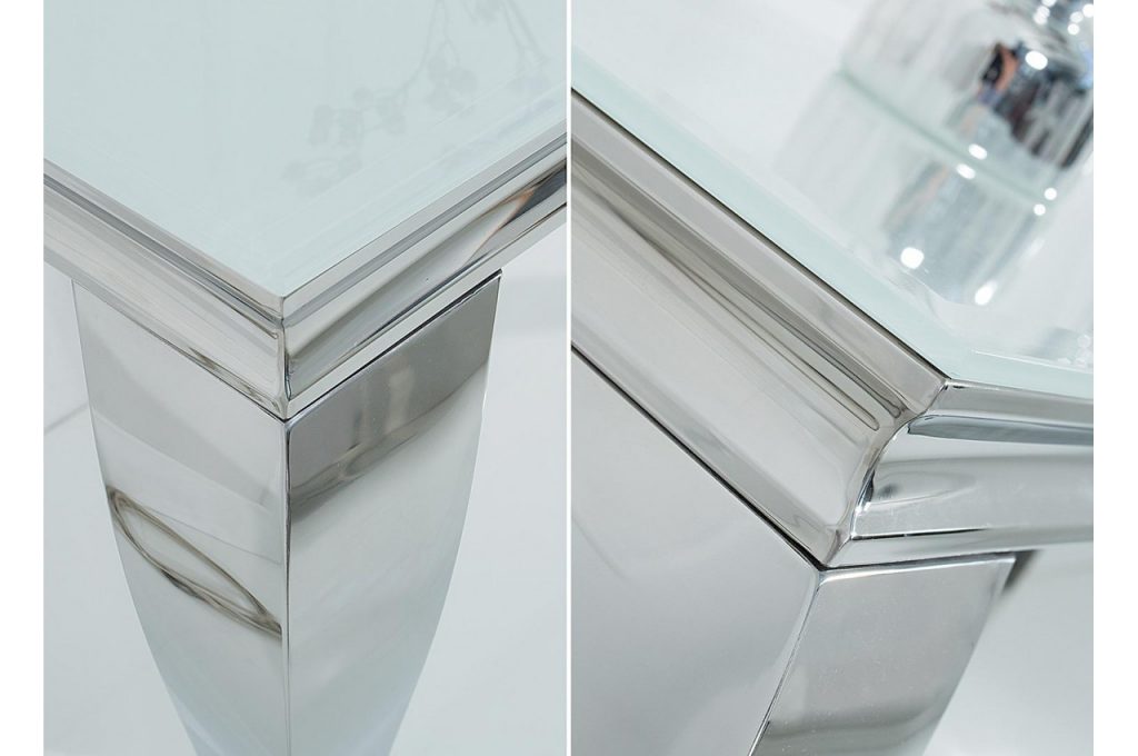 Console rectangulaire blanche et métal chromé