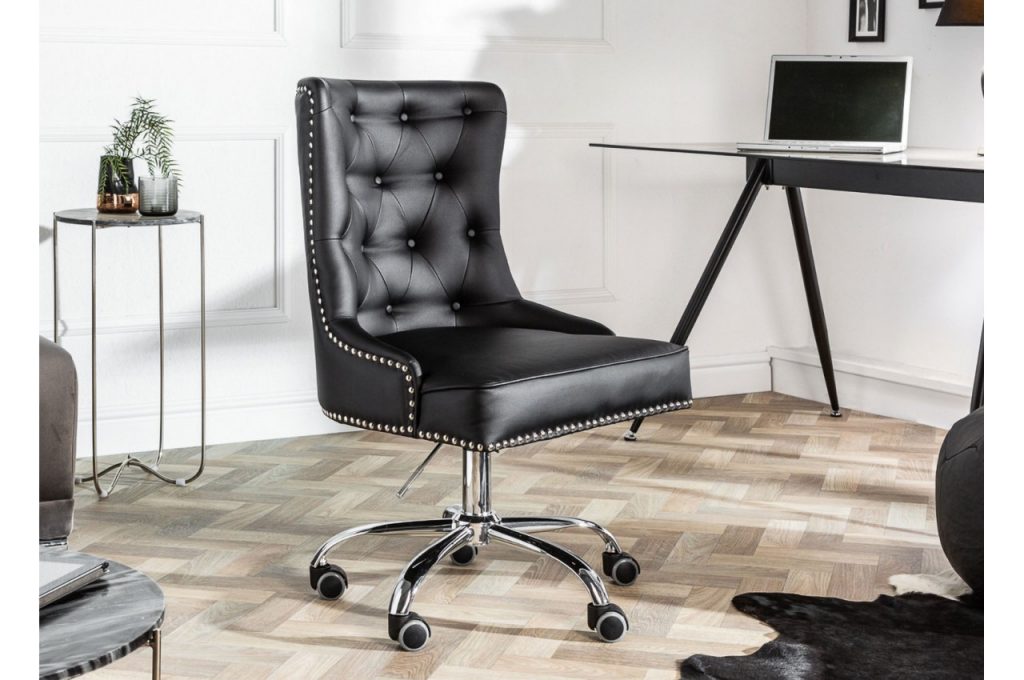 Chaise de bureau simili cuir noir