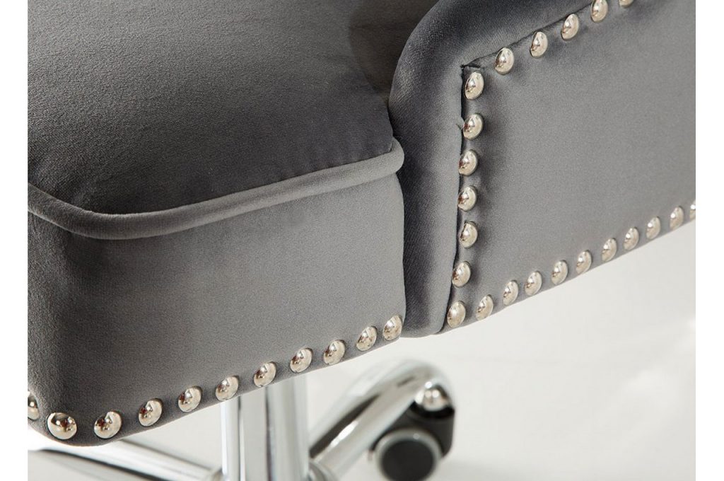 Siège de bureau velours gris baroque