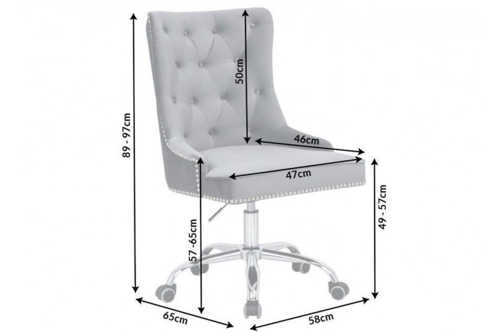 Siège de bureau velours gris baroque