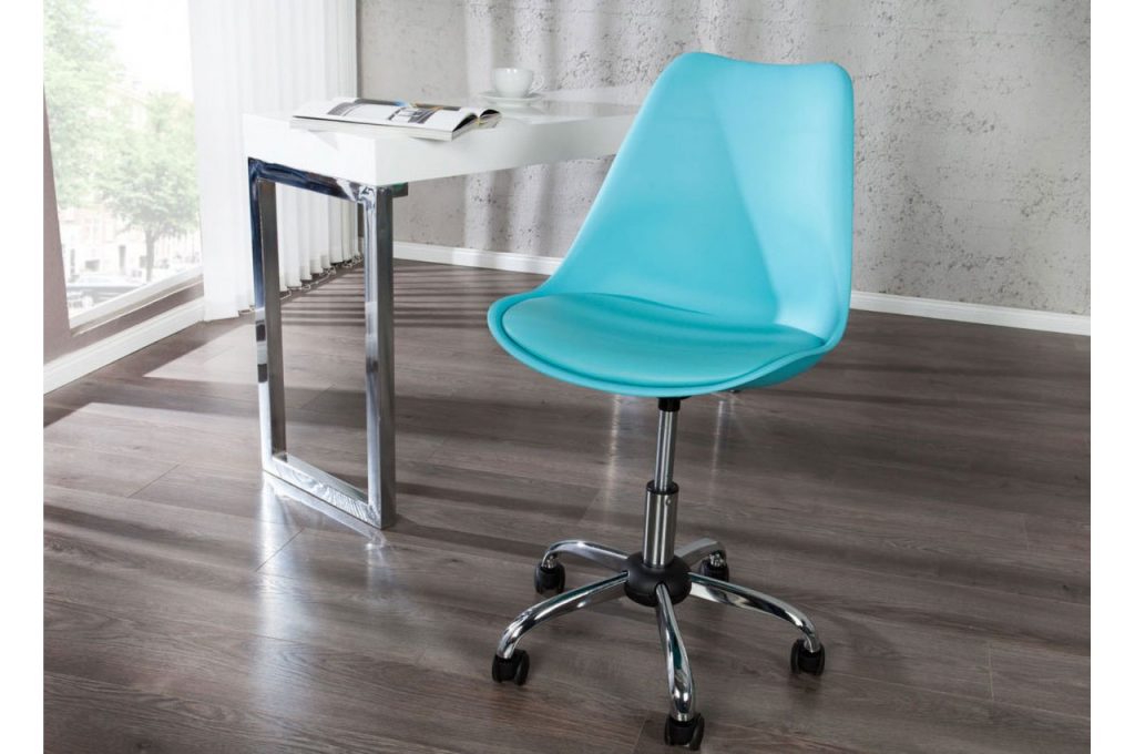 Chaise de bureau coque turquoise scandinave