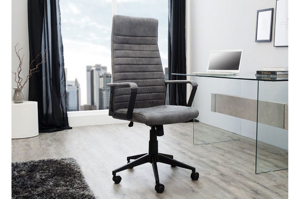 Siège de bureau cuir synthétique gris vintage