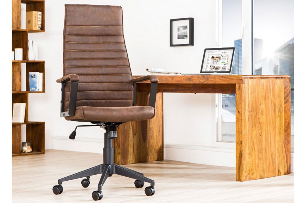 Siège de bureau cuir synthétique marron vintage