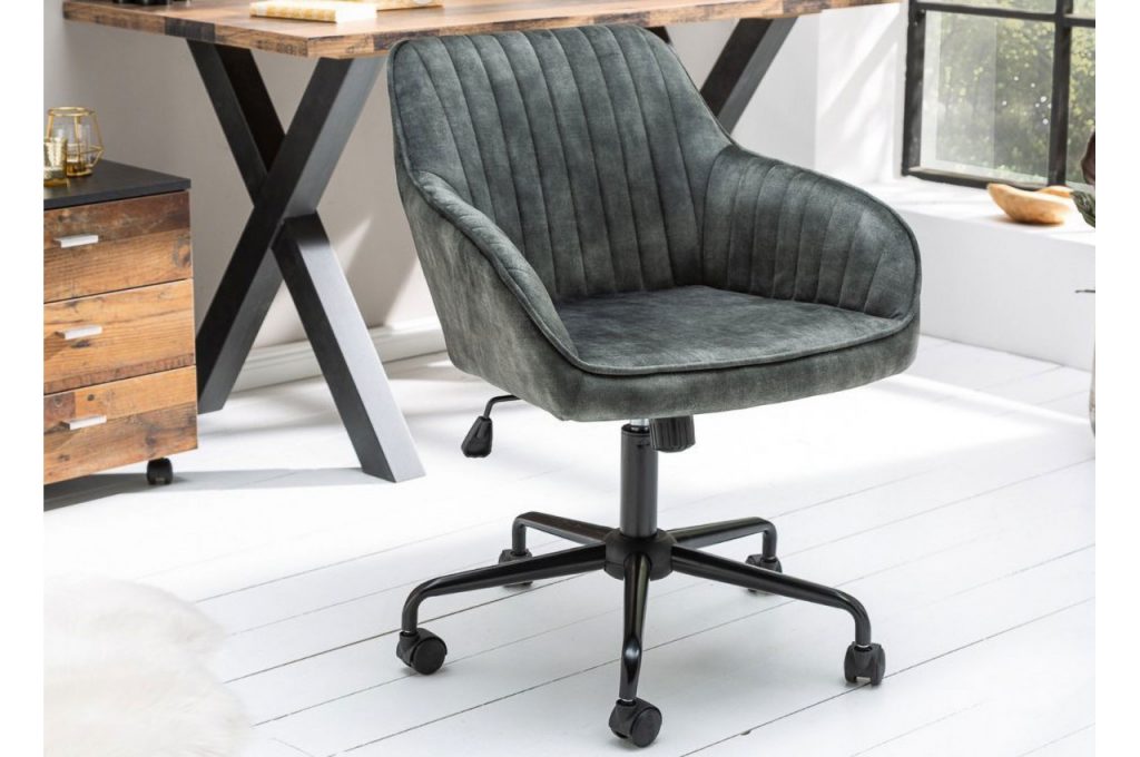 Siège de bureau velours vert avec accoudoirs
