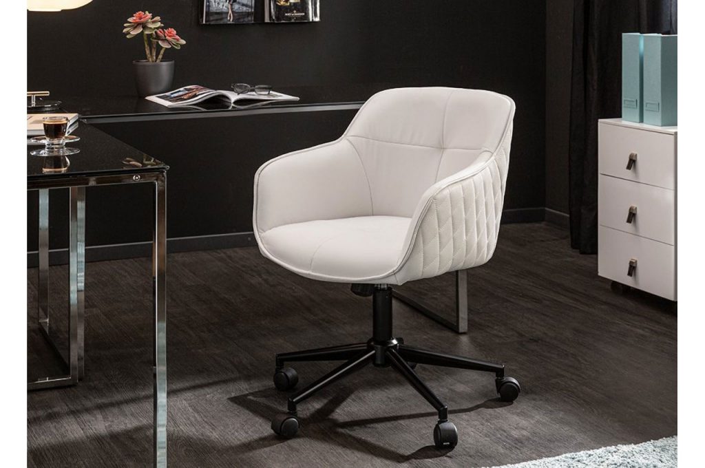 Siège de bureau cuir synthétique blanc