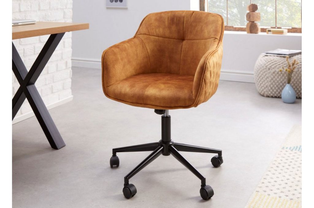 Siège de bureau velours jaune or