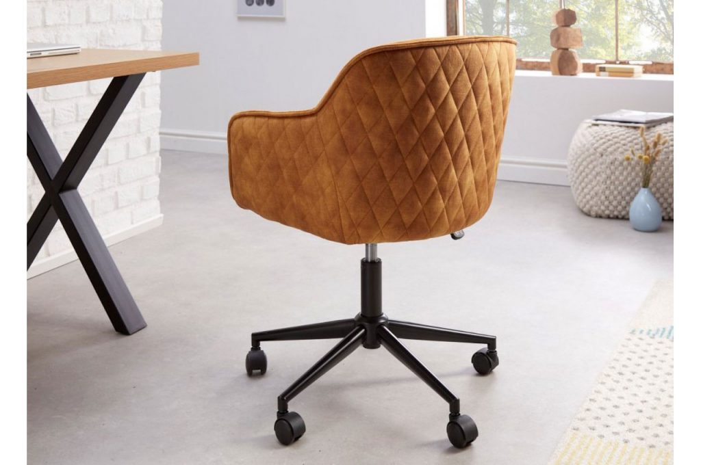 Siège de bureau velours jaune or