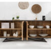 Meuble buffet bois massif ornement feuilles