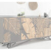 Meuble buffet bois massif ornement feuilles