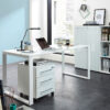 Bureau bois laqué blanc et verre blanc design