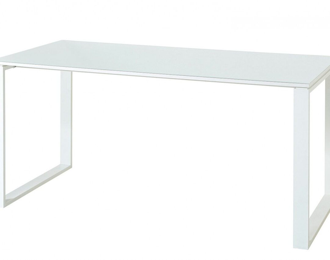 Bureau bois laqué blanc et verre blanc design