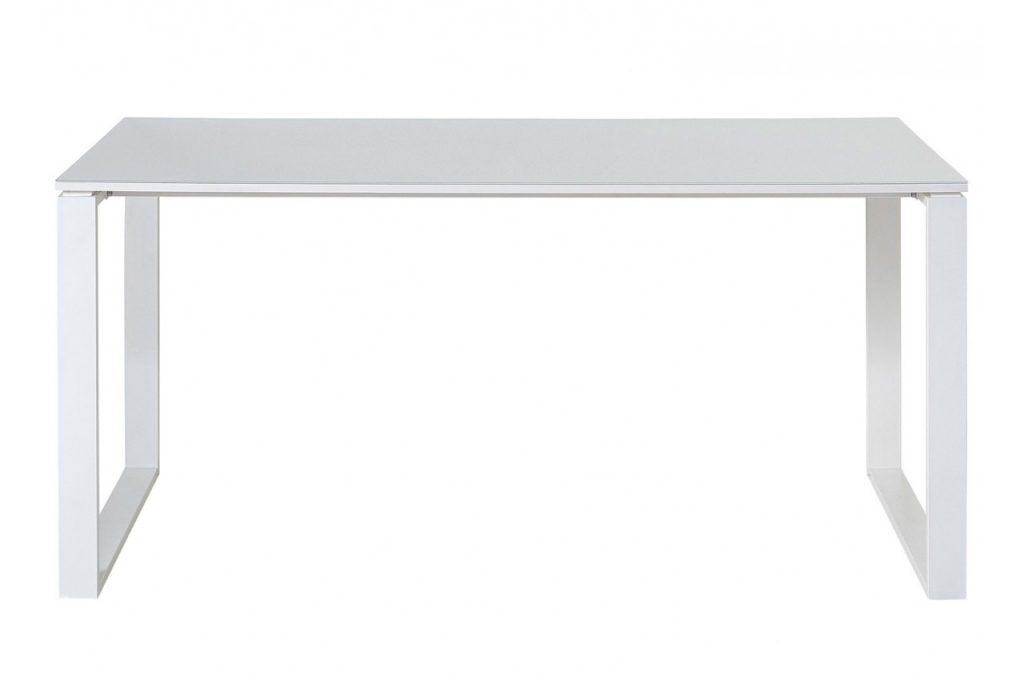 Bureau bois laqué blanc et verre blanc design