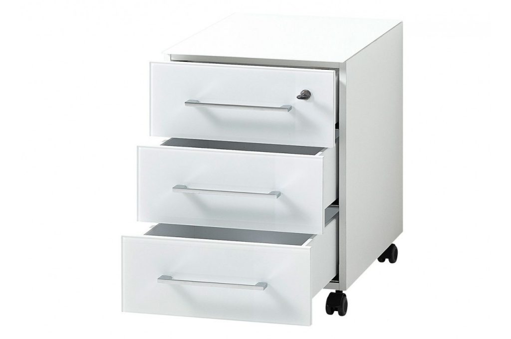 Bureau bois laqué blanc et verre blanc design
