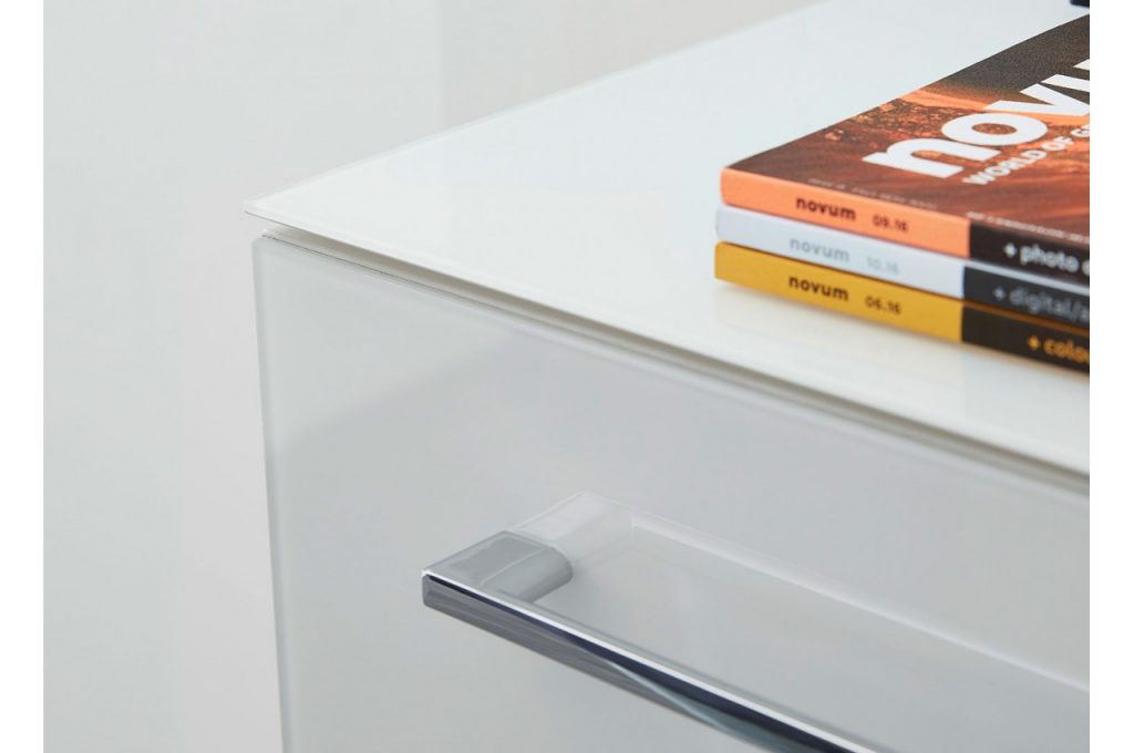Armoire de rangement haute bureau verre blanc