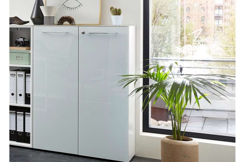 Armoire basse de classement blanche pour bureau