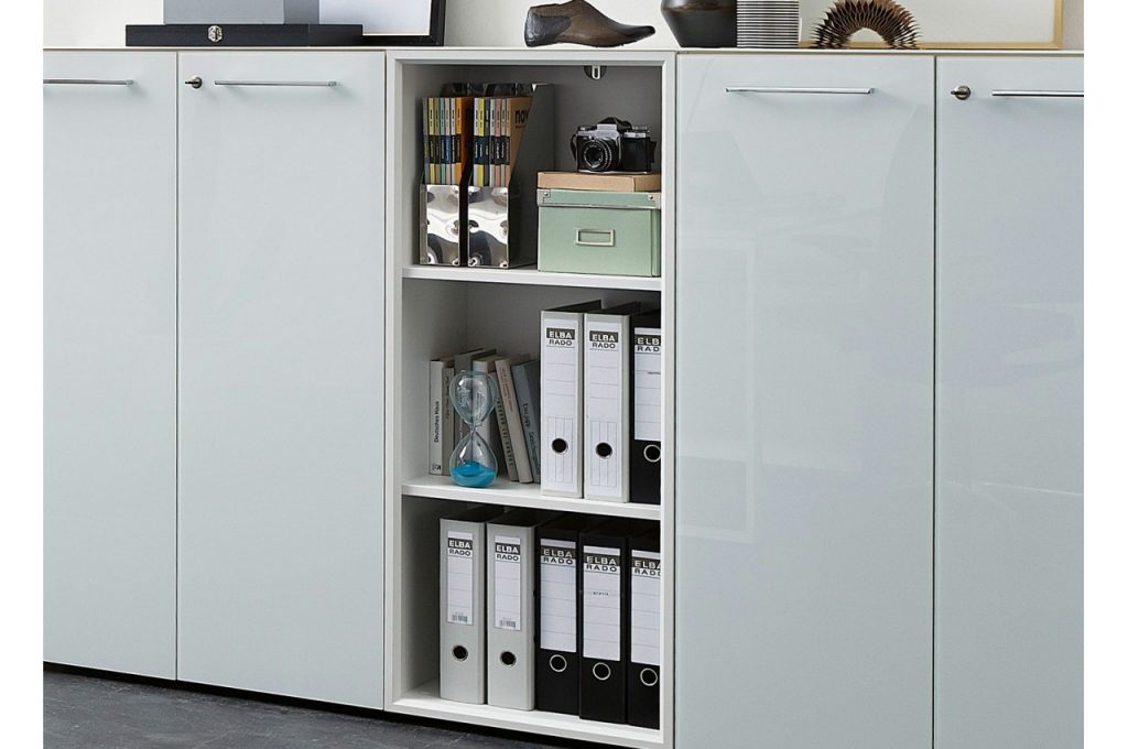 Module de rangement blanc pour bureau