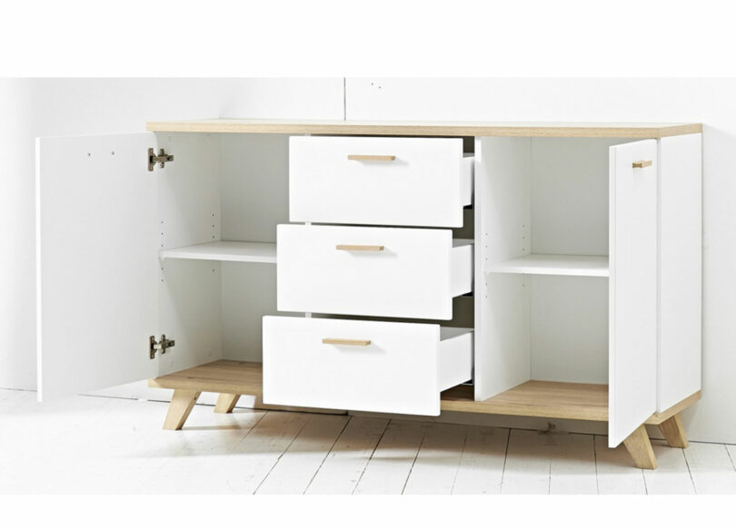 Buffet bahut blanc et bois scandinave